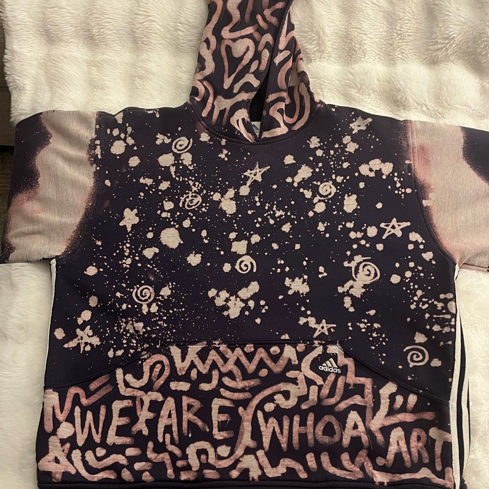Adidas Purple and Pink/off white Artistic Hoodie customized by WHOA!